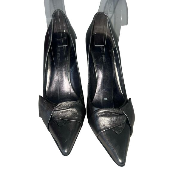 NINE WEST PEWTER SOFT LEATHER HIGH HEEL PUMP Size 6.5 - Picture 1 of 9